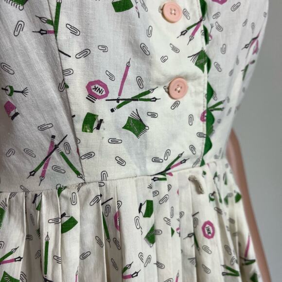 Vintage 1950s‎ Novelty Print Ric Rac Teacher Secretary Dress // Size Small - Picture 9 of 9